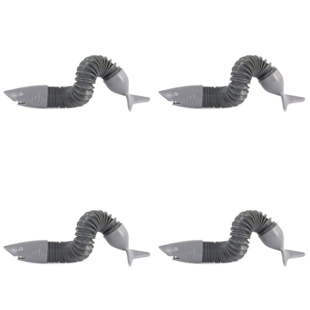 4x Pocket Money Fun 19cm Poptube Shark Kids/Children Sensory Squeeze Toy Grey