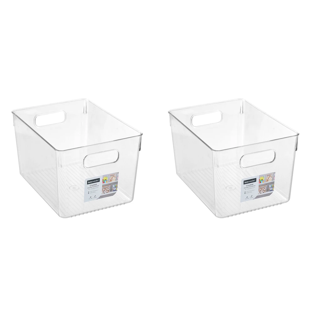 2x Boxsweden Crystal 15L/33x25cm Encore Container Home Storage Organiser Clear