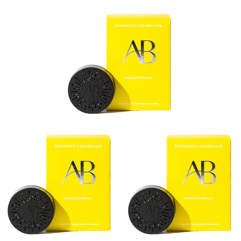 3x Aromabotanical Car Diffuser Air Freshener Vehicle Fragrance Mango & Papaya