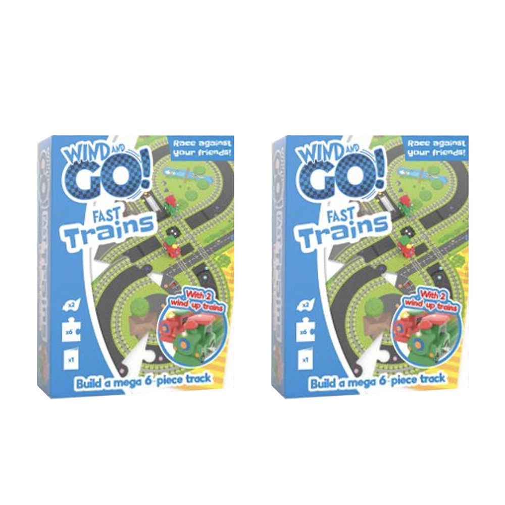 2x Bookoli Wind & Go Trains DIY Kit w/ Book Kids/Children Activity Play Toy