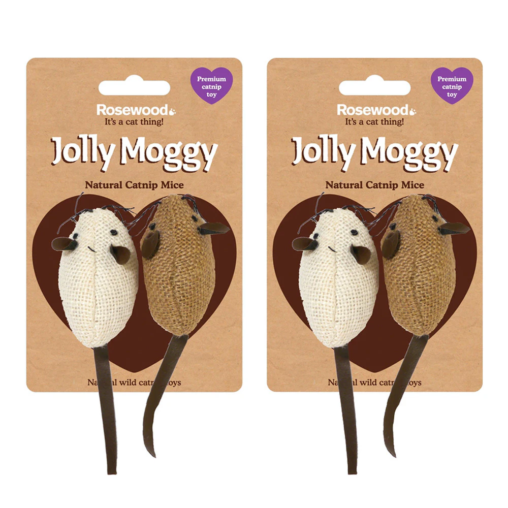 4pc Rosewood Pet Jolly Moggy Catnip Mice/Mouse Cat Playing Teasing Soft Toy