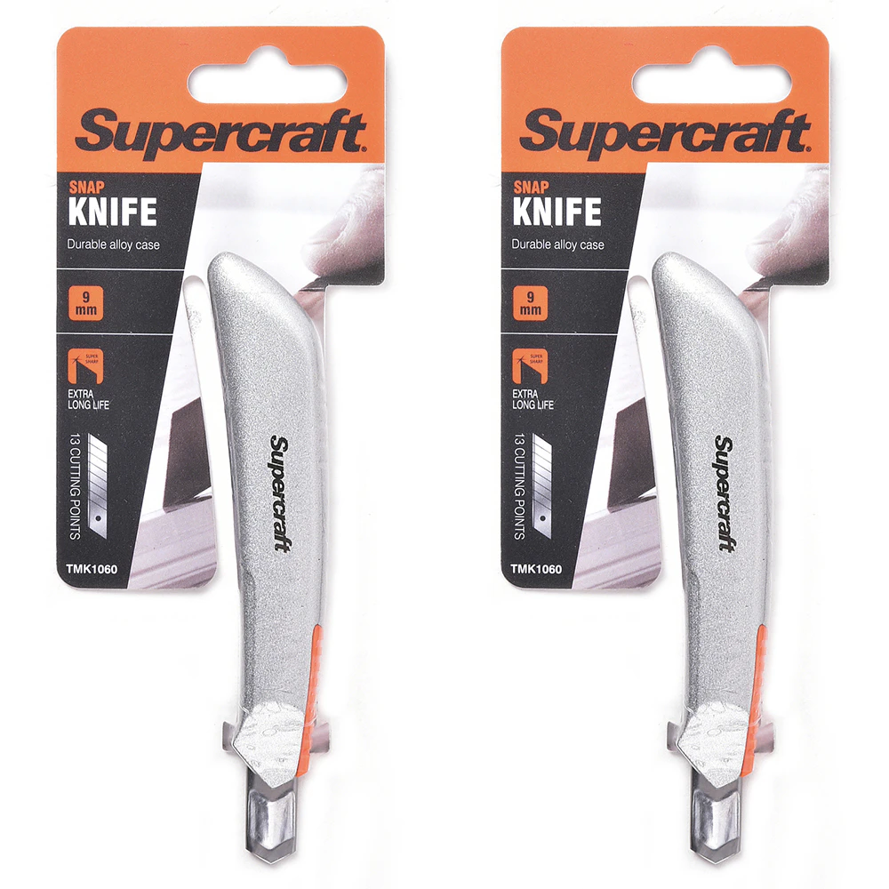 2x Supercraft Retractable Multipurpose 9mm Snap Ultilty Knife/Box Cutter Set