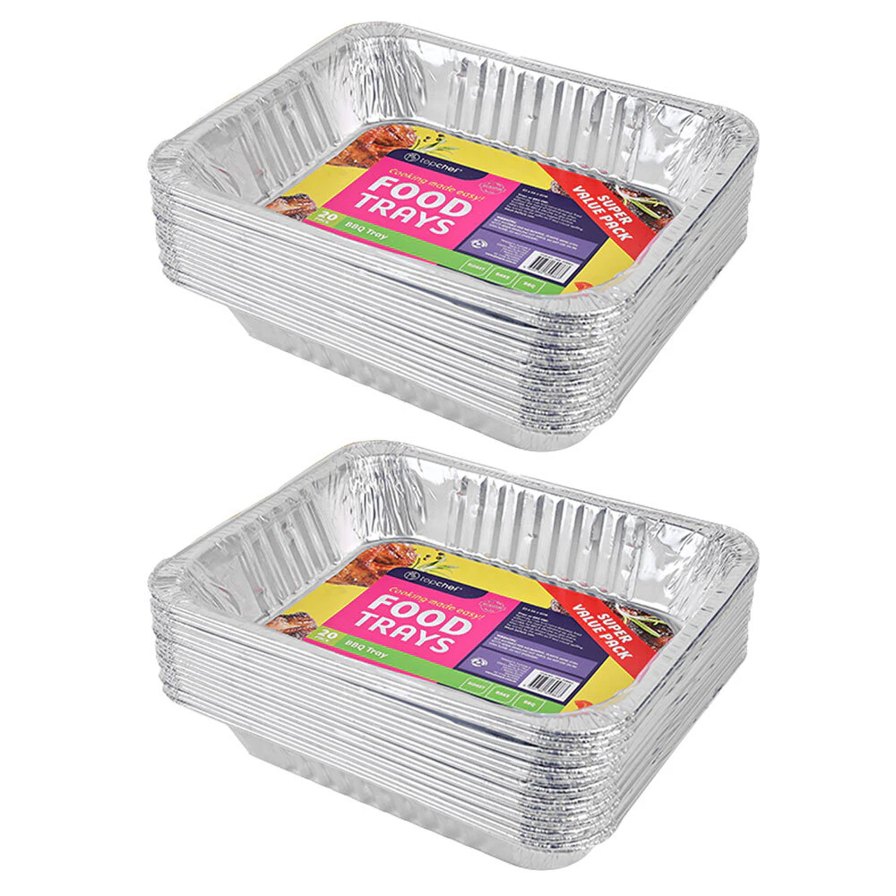 40pc Topchef Home Kitchen Large Disposable Aluminium Foil Barbecue Tray