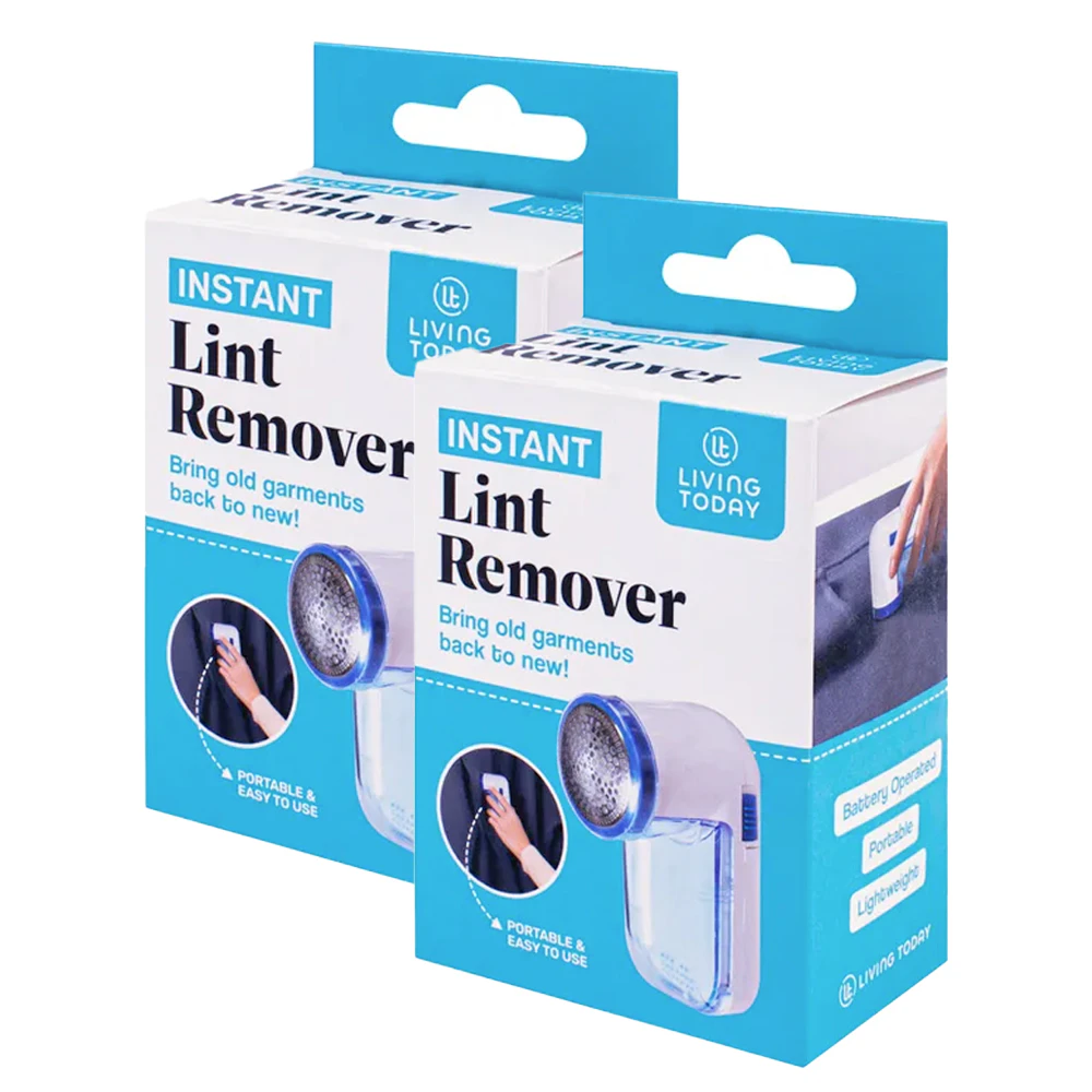 2x Living Today Battery Operated Instant Clothing Lint Remover 9.8x4.5x7cm