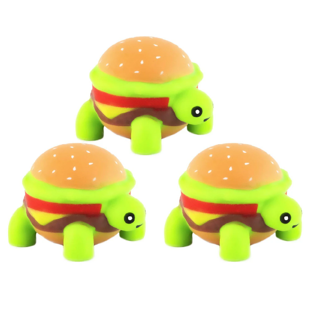 3x Pocket Money Fun 10cm Squishy Turtleburger Kids Animal Sensory Play Toy 3y+