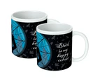 2PK Wednesday Black is my Happy Colour White Ceramic Printed Tea/Coffee Mug