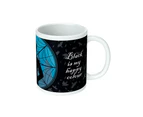 2PK Wednesday Black is my Happy Colour White Ceramic Printed Tea/Coffee Mug