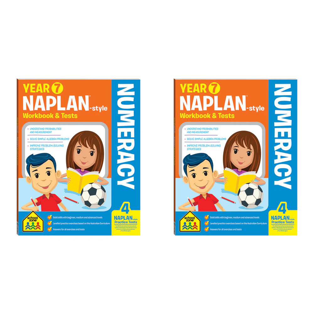 2x School Zone Year 7 Naplan*-style Numeracy Workbook & Tests Kids Book 12y+