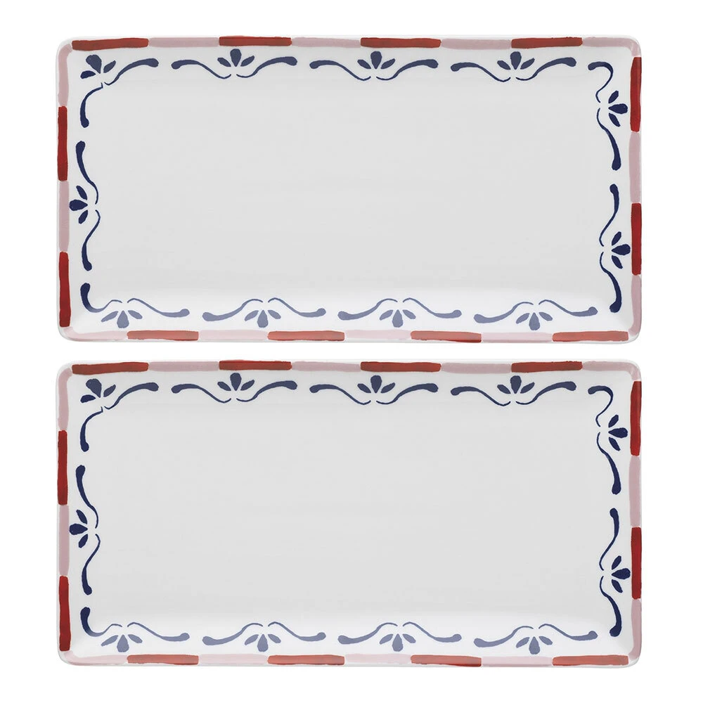 2x Porto Cucina 29.5cm Porcelain Snack Serving Platter Rectangle Tableware Fiore