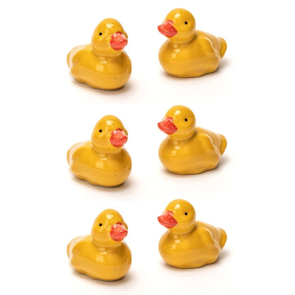 6x Graden Porcelain 6.5cm Floating Ducklings Outdoor Ornament Yard/Patio Decor