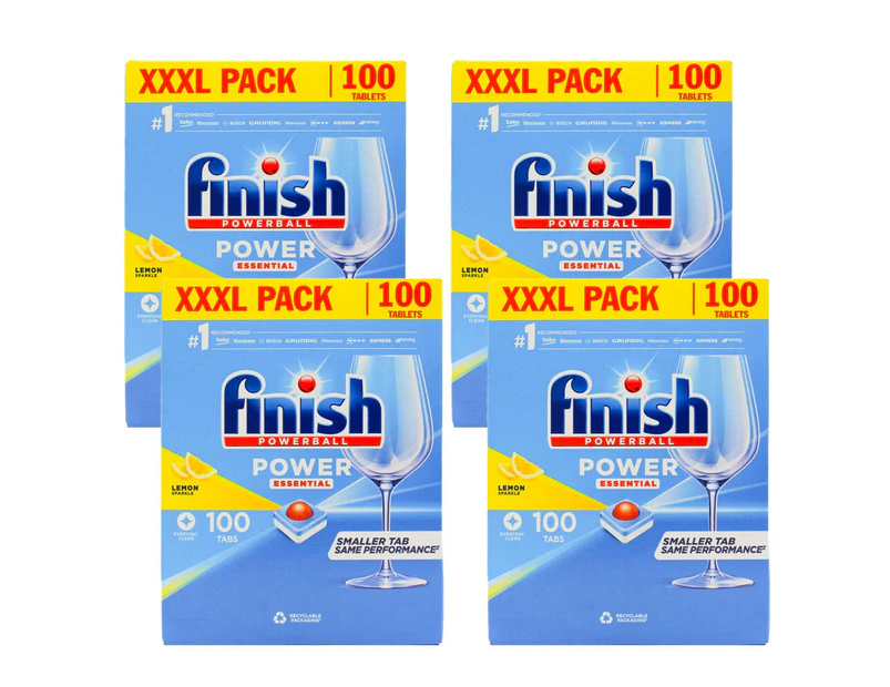 Finish 400 x Powerball Dishwasher Cleaning Tablets Lemon Sparkle (4 x 100 Pack)