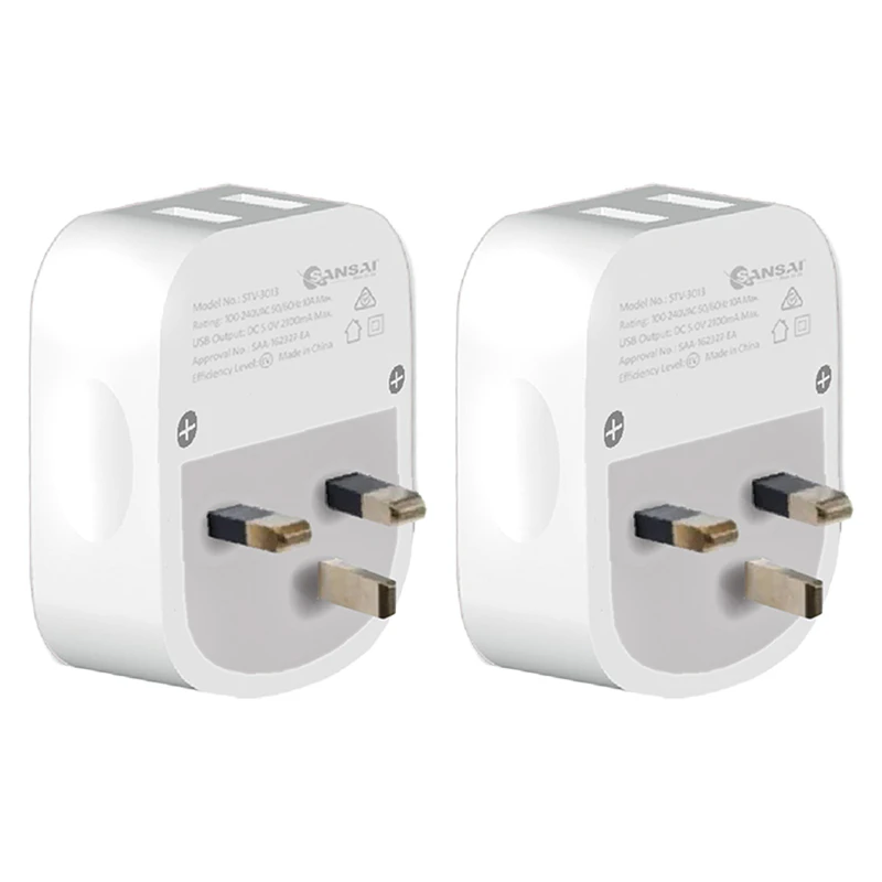 2x Sansai Surge Protected Travel Adapter w/ USB-C And USB-A Port - AU/UK Region