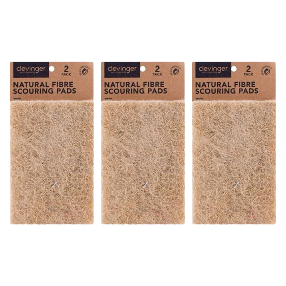 6pc Clevinger Natural Vegan Household/Kitchen Scouring Cleaning Pad 14.5x9.5cm