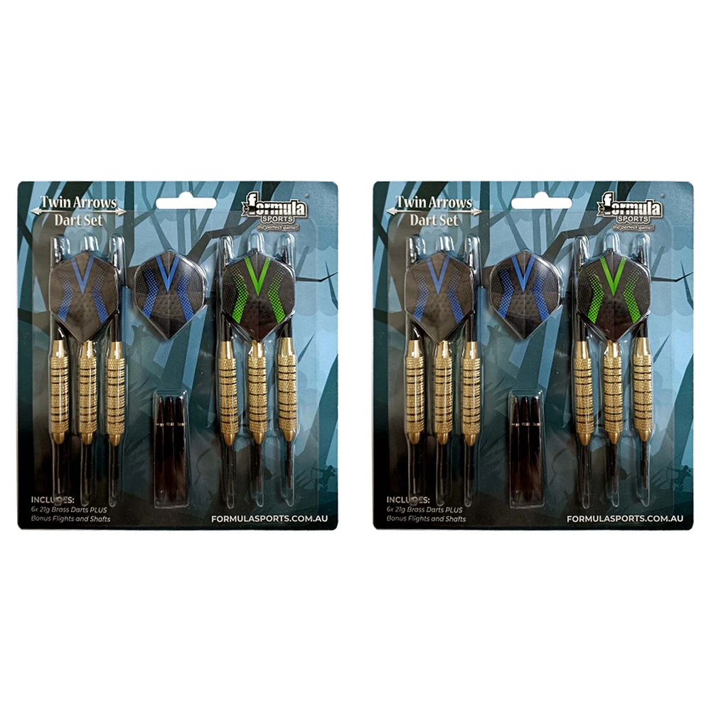 2x Formula Sports Twin Arrows 21g Brass Barrel Darts Set Tempered Steel Points