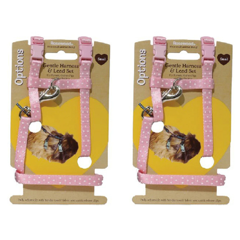 2x Rosewood Polka Dot N:19-30cm/C:25-41cm Rabbit Small Pet Harness & Lead L Asst