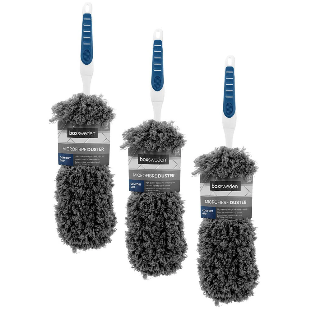 3 x Boxsweden 43cm Microfibre Duster Detachable Washable Cleaner w/Grip Handle