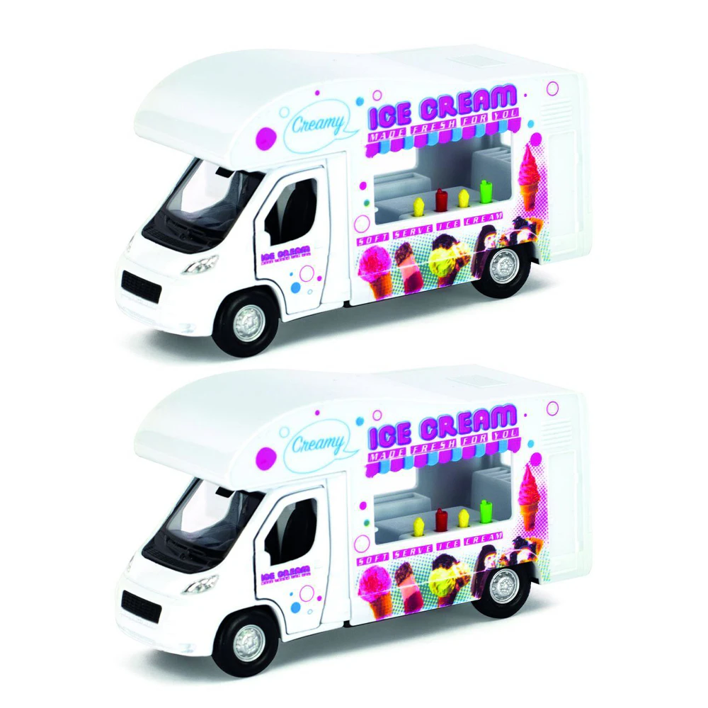 2x Pocket Money Fun Die Cast 12cm Ice Cream Van Vehicle Kids/Children Toy 3y+