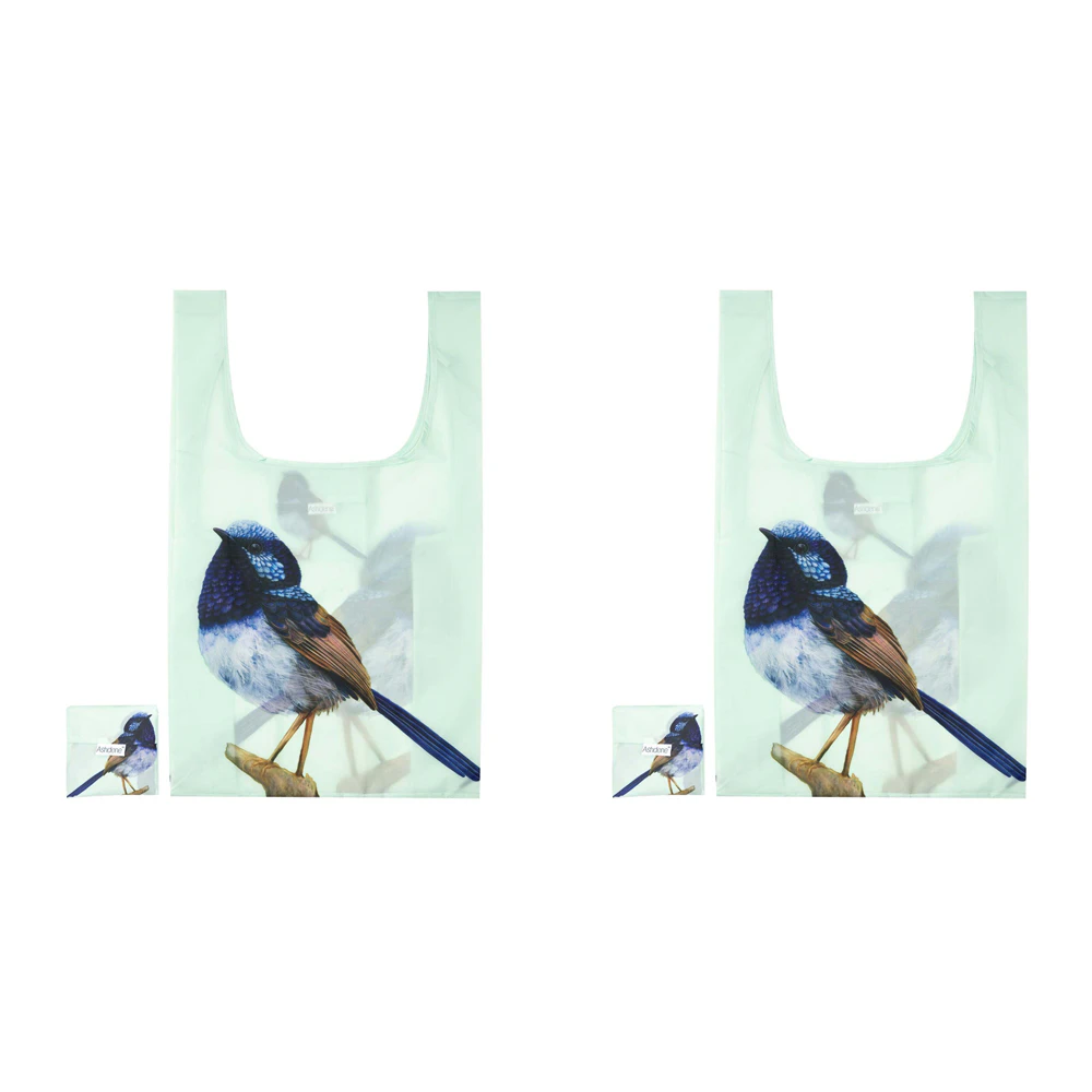 2x Ashdene Plastic 64x36cm Modern Birds Wren Shopping Travel Tote/Hand Carry Bag