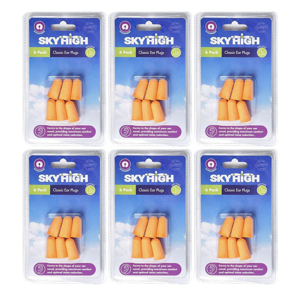 6x Sky High Travel Portable Lightweight Hearing Protection Classic Ear Plugs