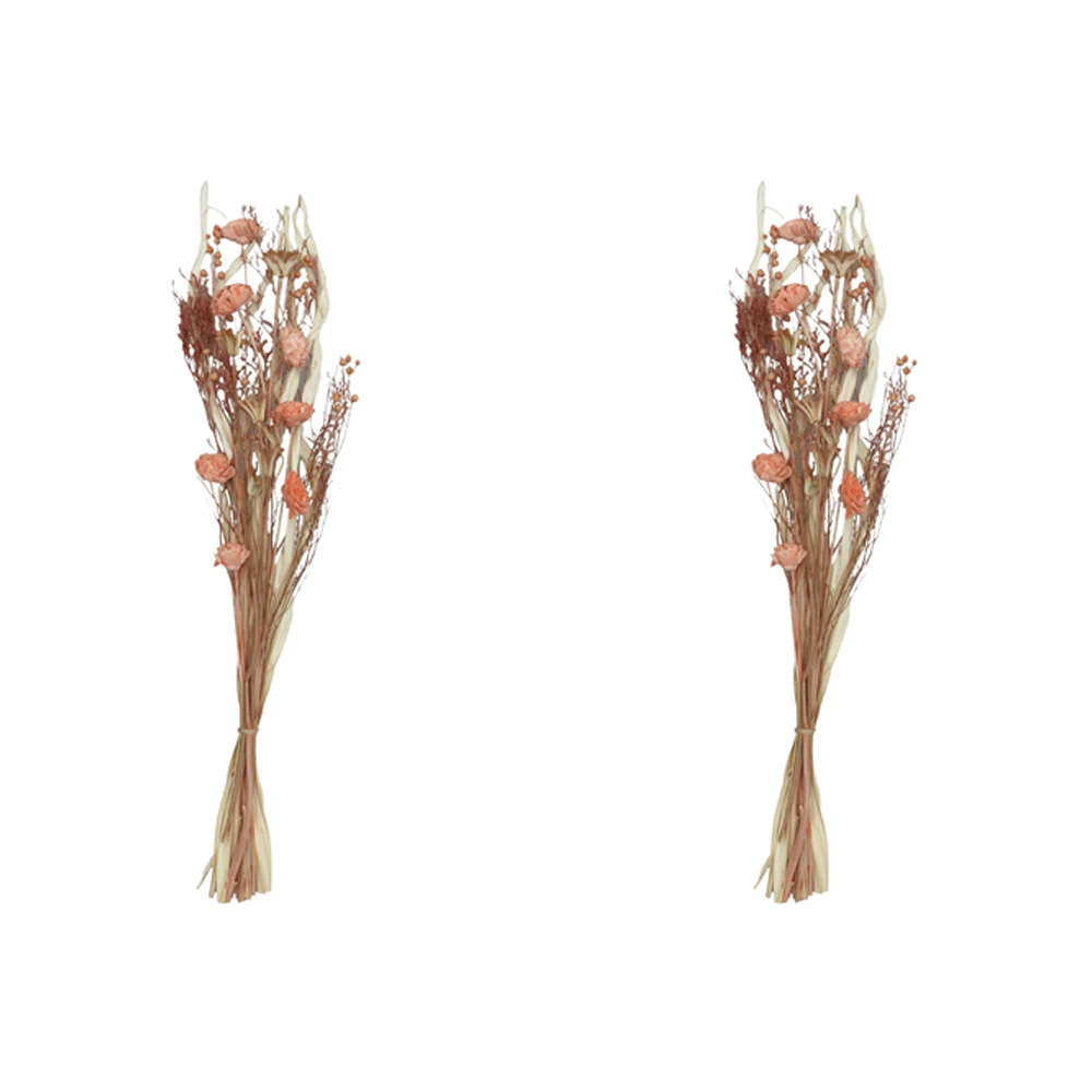 2x Urban 60cm Dried Foliage Floral Bouquet Preserved Home Display Flowers Peach