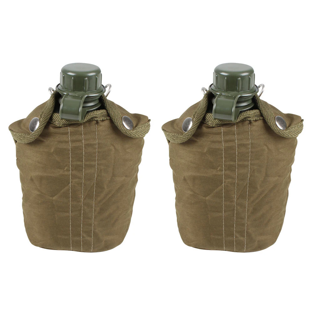 2x Cockatoo Camping 1qt Spill-Proof Canteen Water Container w/ Cover Army Green