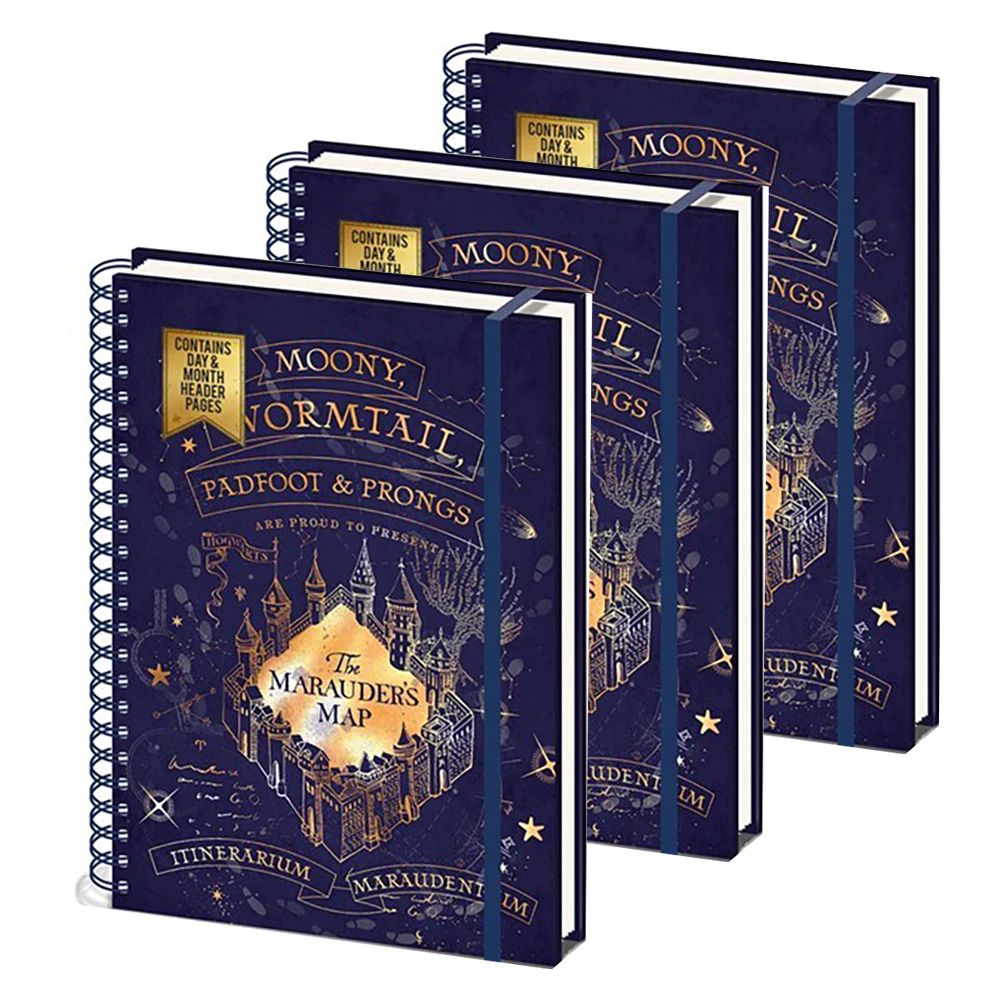 3x Wizarding World Harry Potter Character Marauders Map A4 Wiro Notebook