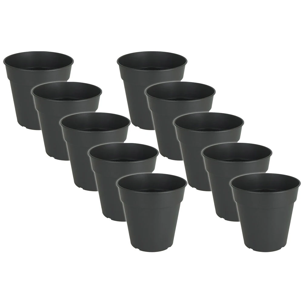 10x Artevasi Madagascar Plastic Indoor/Outdoor Garden Pot 7.5x7.3cm Anthracite