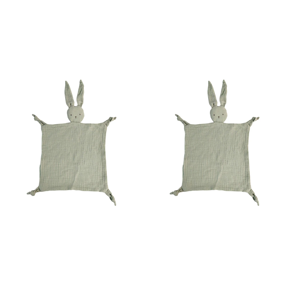 2x Urban Bubsy Bunny Cotton Muslin 30cm Comforter w/ Plush Baby/Infant Toy Sage