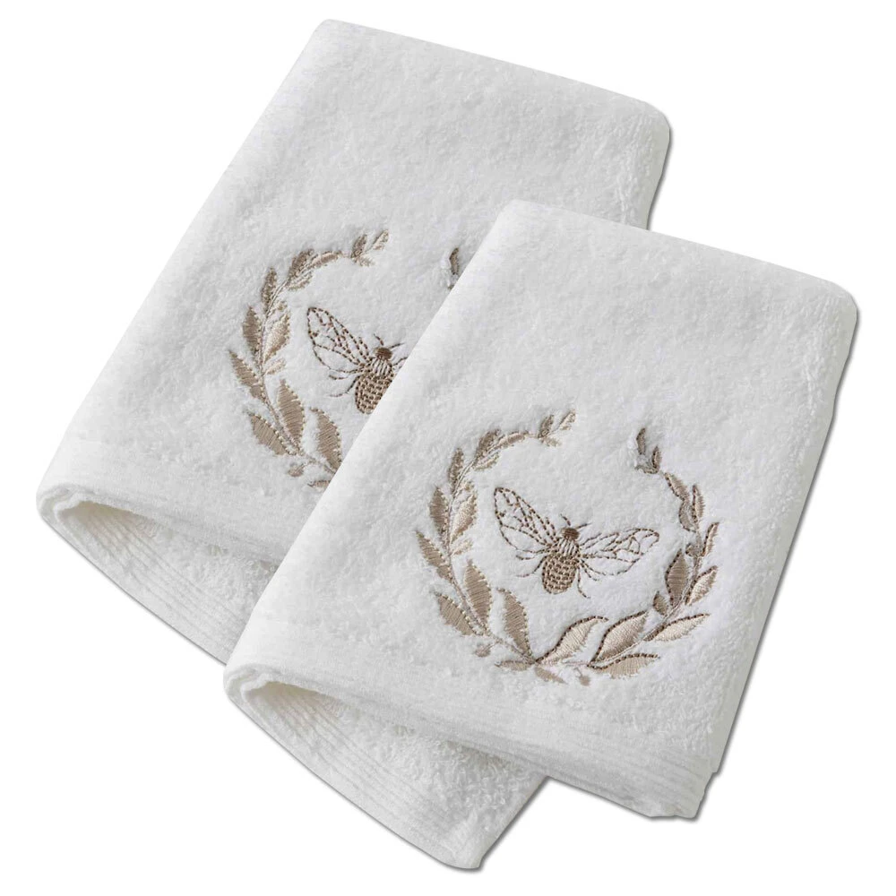 2x Pilbeam Living Bee 32x32cm Cotton Face Washer Absorbent Towel Cloth White