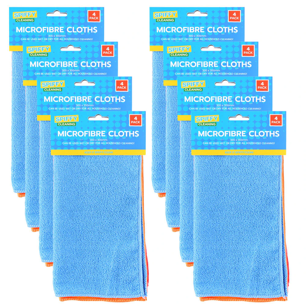 32pc Spiffy Cleaning Soft Microfibre Household Cleaning/Dusting Cloths/Rags