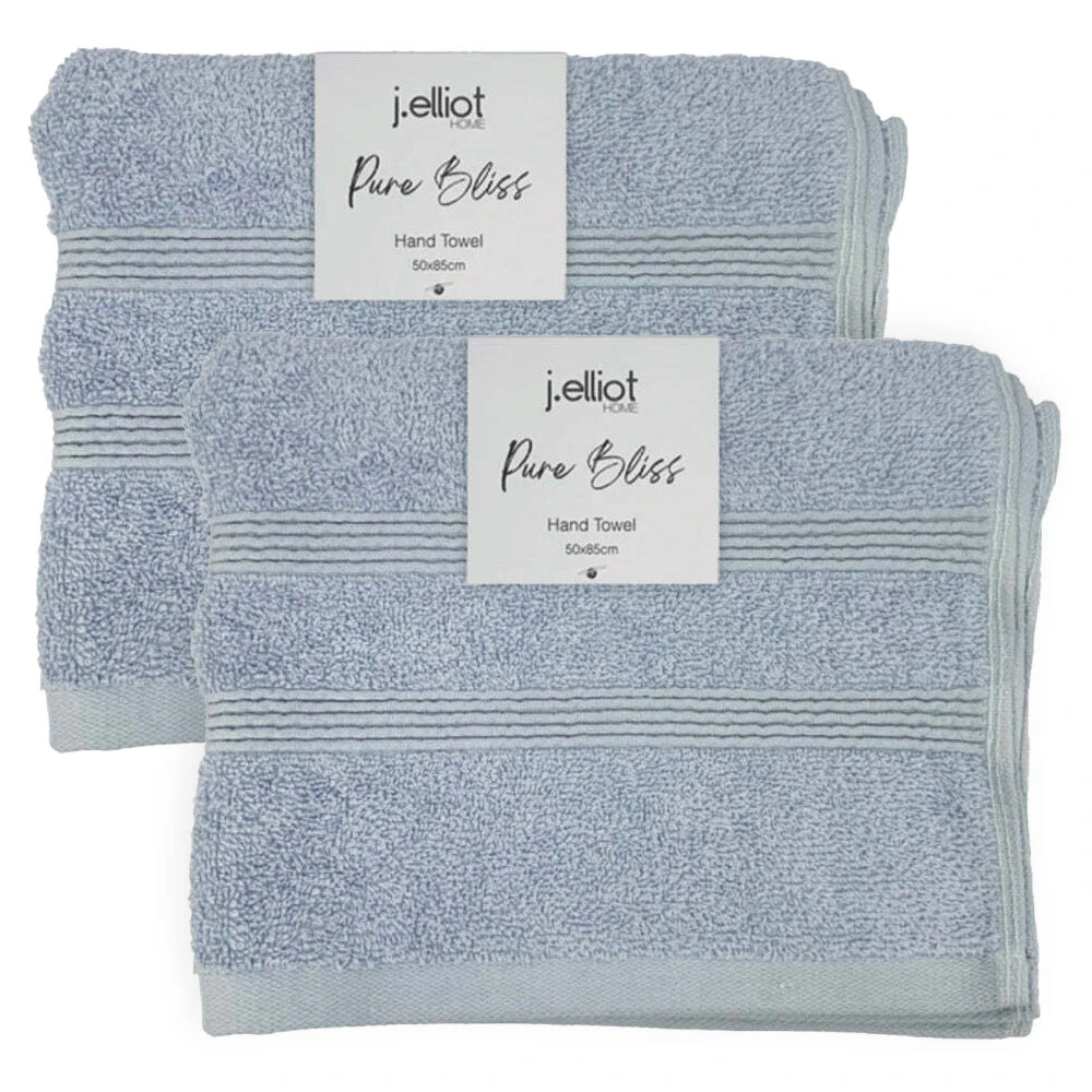 4pc J Elliot Home Terry Cotton 50x85cm Bathroom Face/Bath Hand Towel Light Blue