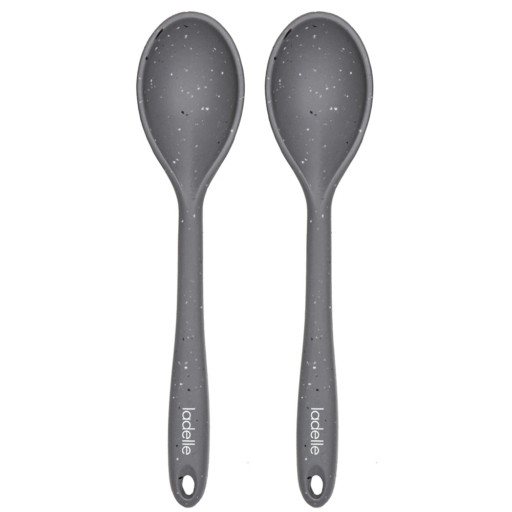 2x Ladelle Craft Grey Speckled Kitchenware Silicone Spoon Serving Utensil