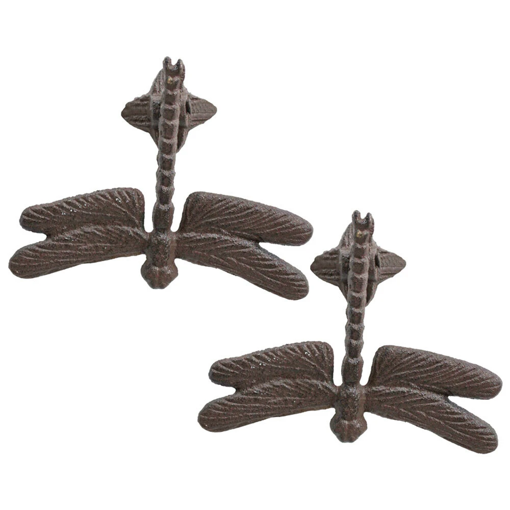 2x Doorknocker Dragonfly Cast Iron 14.5cm Door Hanging Outdoor Home Decor Brown