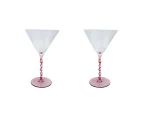 2x LVD Stemmed Clear 20cm Cocktail Martini Glass Cup Glassware Pretty In Pink