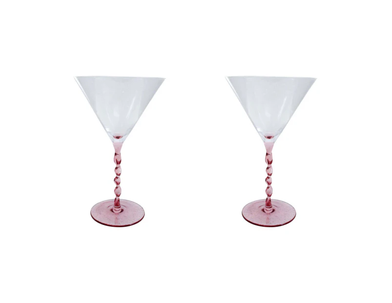 2x LVD Stemmed Clear 20cm Cocktail Martini Glass Cup Glassware Pretty In Pink