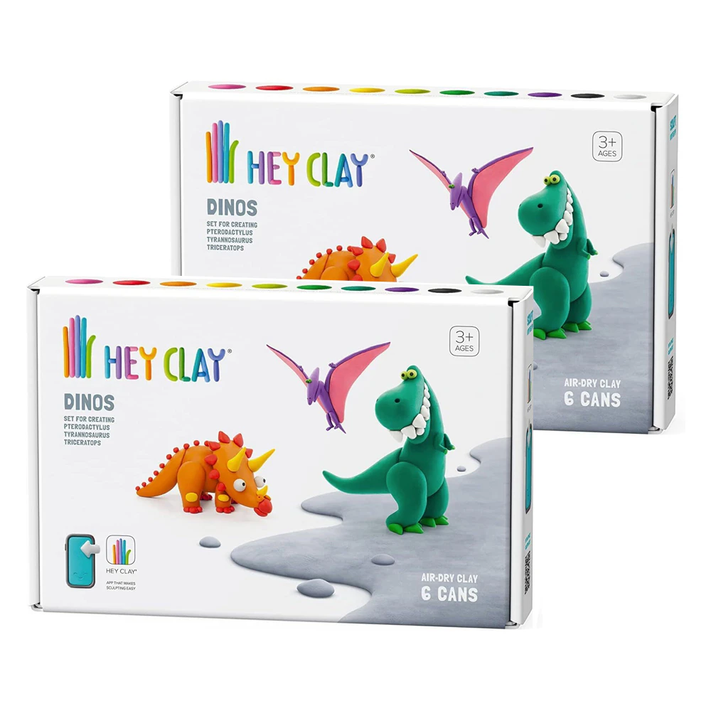 12pc Hey Clay Dinosaurs Medium Kids/Childrens Modelling Clay Art/Craft Set 6-36m