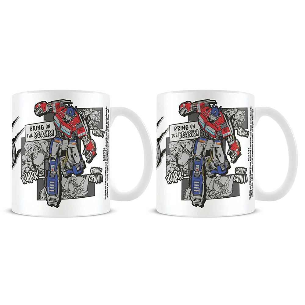 2x Transformers Rise of the Beasts Movie Themed White Coffee Mug Drink Cup 300ml