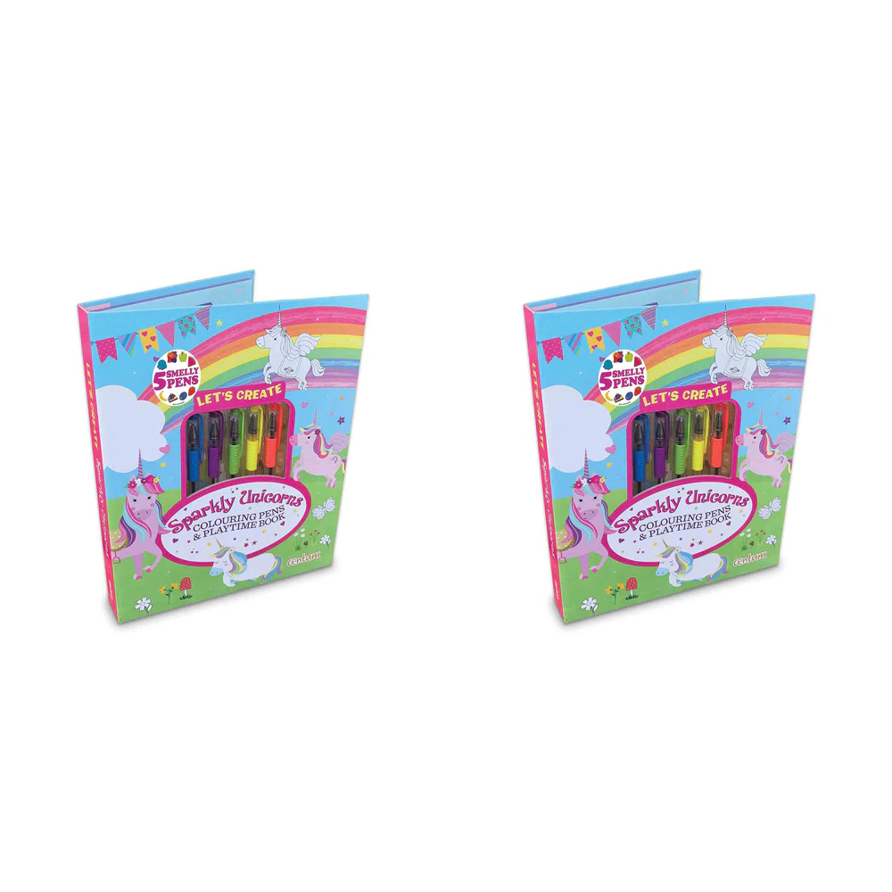 2x Laughing Lobster Sparkly Unicorns Colouring Pens & Playtime Book Art Kids