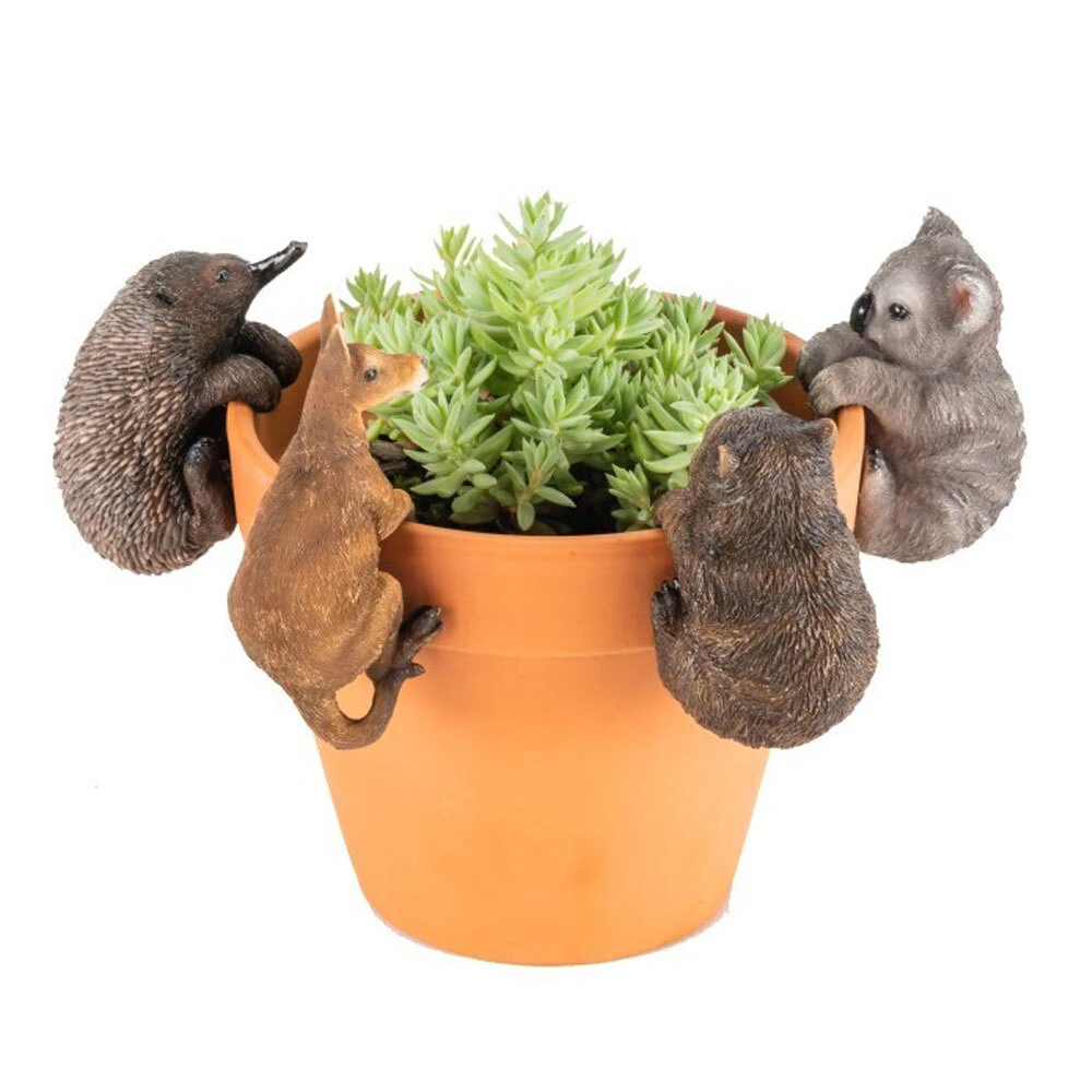 4x Aussie Animal Pot Planter Sitter Outdoor Ornament Patio Garden Decor Assort