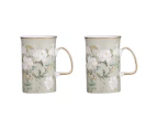 2x Ashdene Elegant Rose Fine Bone China 11.5cm Coffee/Tea Mug Cup w/Handle Green