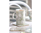 2x Ashdene Elegant Rose Fine Bone China 11.5cm Coffee/Tea Mug Cup w/Handle Green