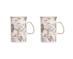 2x Ashdene Elegant Rose Fine Bone China 11.5cm Coffee/Tea Mug Cup w/Handle Blush