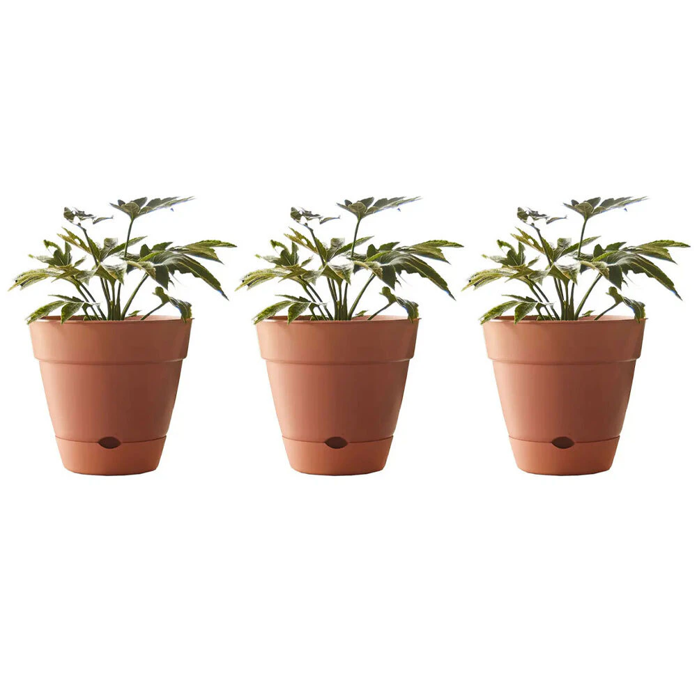 3x Northcote Pottery Leonard 20x18cm Self Watering Plant Pot Garden Decor Brick