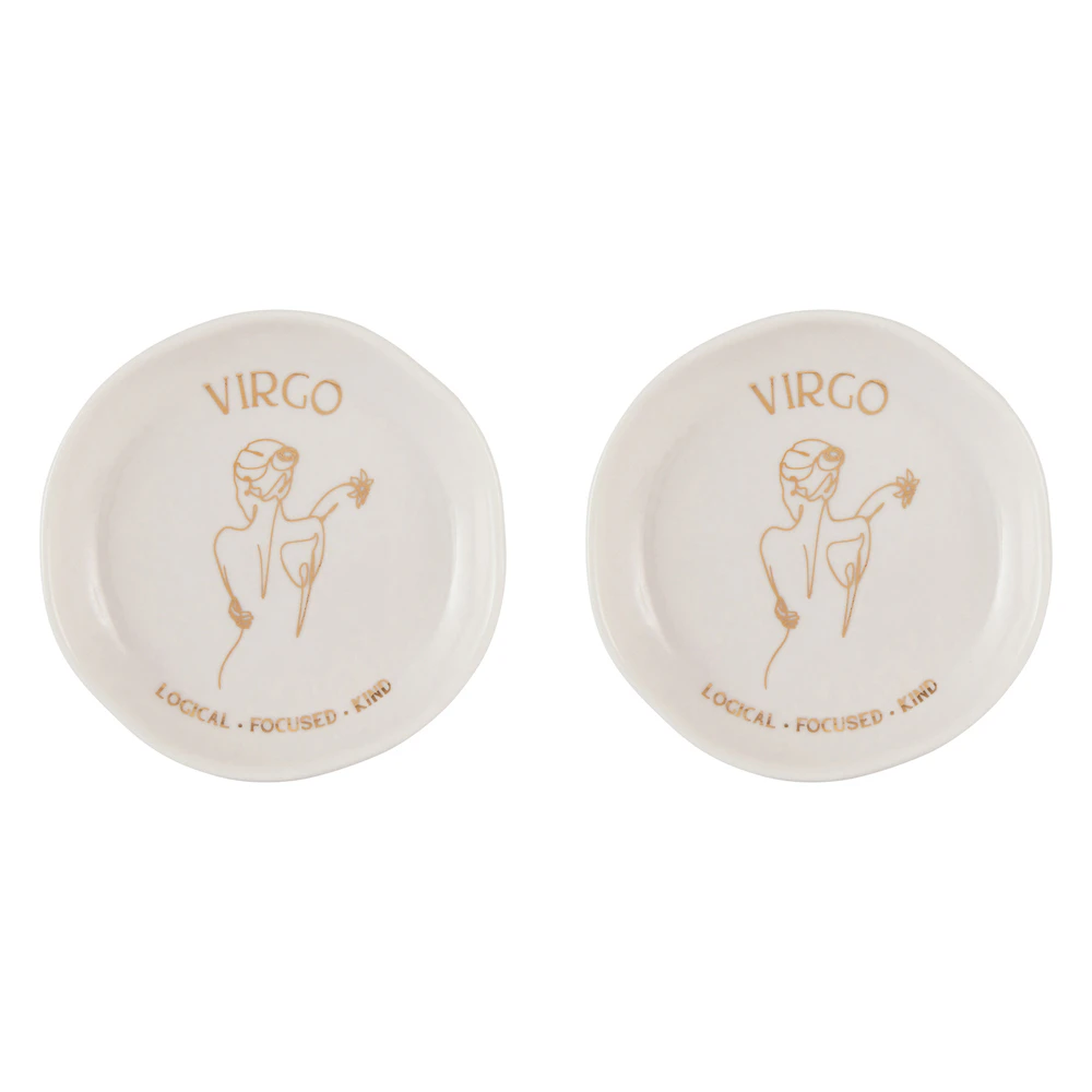 2x Splosh Mystique Trinket Dish Virgo/Ceramic Zodiac Plate Decor Round WHT 10cm