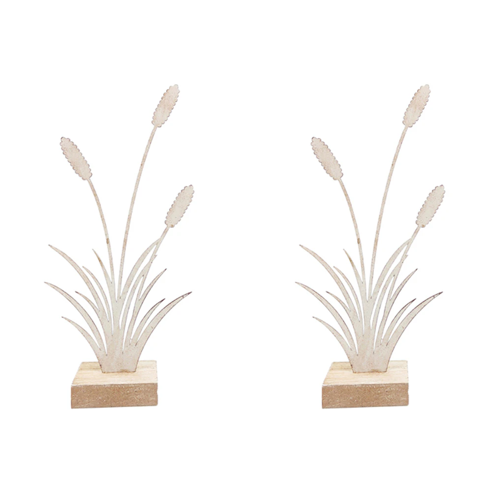 2x Urban 23cm Metal Fleur Reeds Outdoor Garden Lawn Home Decoration Antique WHT