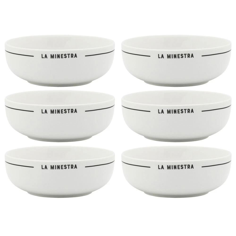 6x Porto Osteria Porcelain 15cm Round Bowl Soup/Noodle Food Dish Tableware Nero