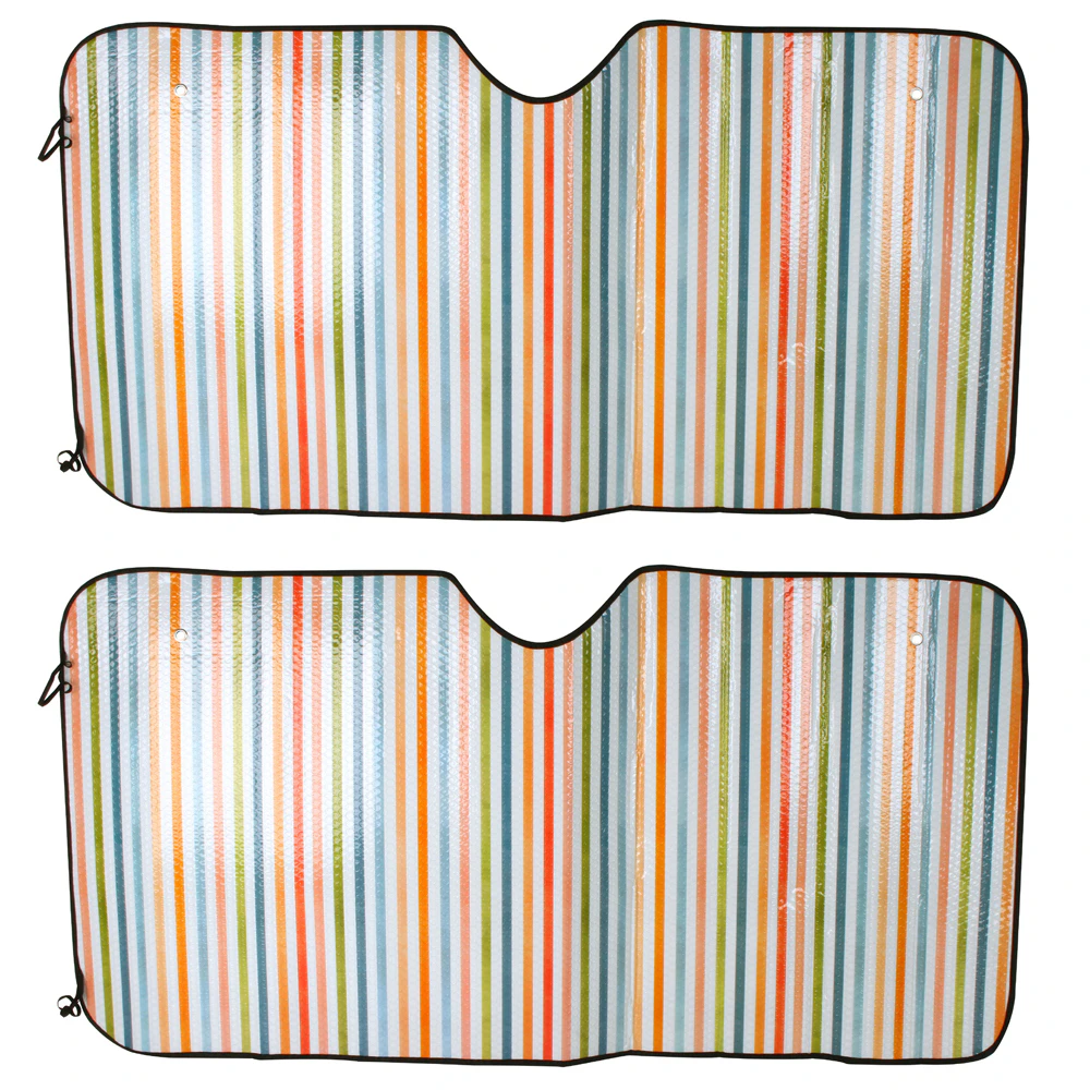 2x Good Vibes 140cm Destination Car Sun Shade Windshield Visor Pastel Stripe