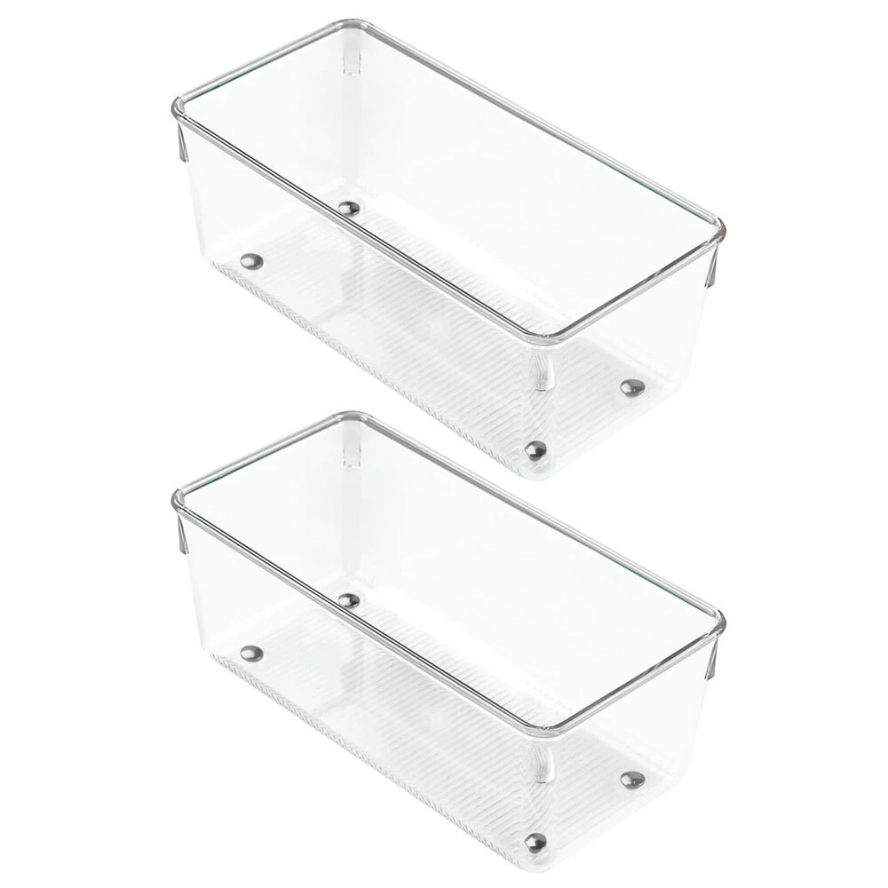 2x iDesign Linus 20x10cm Kitchen Drawer Organiser Home/Office Storage Tray Clear