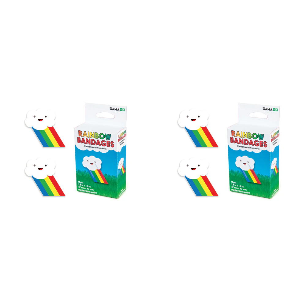 2x 18pc Gamago Rainbow Bandages Kids First Aid Bandaid Wound Plaster w/Box 4.7cm