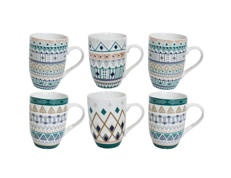 6pc Indie Ceramic 12cm Tea Mug w/ Handle Water Drinking Cup Drinkware Set